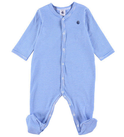 Petit Bateau Natdragt m. Fødder - Delphinium/Marshmallow
