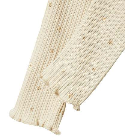 Name It Leggings - Rib - NbfRoyanna - Summer Sand m. Stjerner