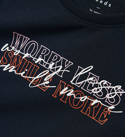 Name It Bluse - Smile More - NkfVix - Dark Sapphire m. Print