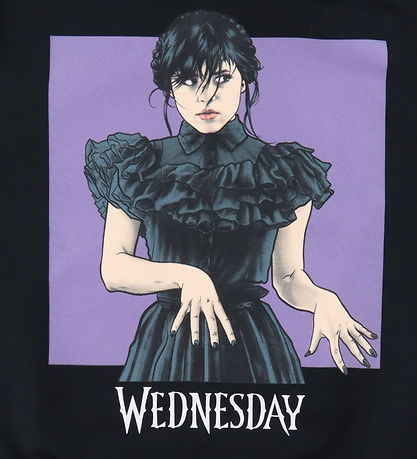 Name It Hættetrøje - Noos - NkfJida Wednesday - Sort m. Print