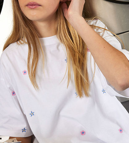 Hound T-shirt - Oversized - Hvid m. Blomster
