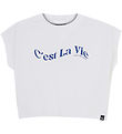 Indian Blue Jeans T-shirt - Wide Cropped - Bright White m. Print