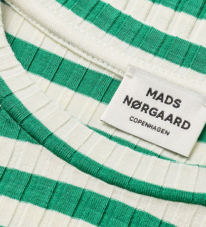 Mads Nørgaard T-shirt - Rib - Tuviana - Vanilla Ice/Verdant Gree