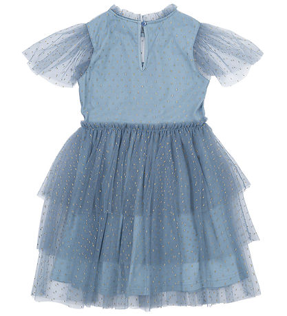 The New Kjole - TnNarice - Ashley Blue/Gold m. Guldprikker