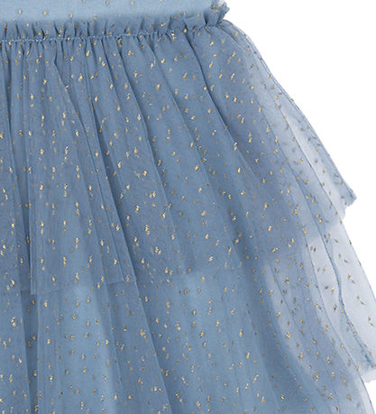 The New Kjole - TnNarice - Ashley Blue/Gold m. Guldprikker
