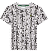 Lacoste T-shirt - Silver/Chine/Black m. Logo/Print