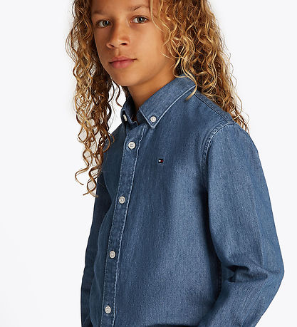 Tommy Hilfiger Skjorte - Denim Chambray - Denim Medium Wash