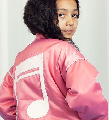 Mini Rodini Jakke - Note Chenille Satin Baseball - Pink