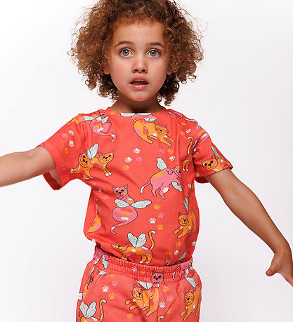 Småfolk T-shirt - Pink Punch m. Katte