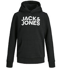 Jack & Jones Hættetrøje - Noos - JjeCorp - Black/JR/Large Print