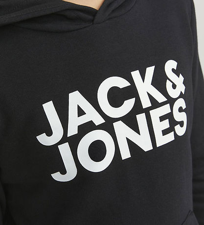 Jack & Jones Hættetrøje - Noos - JjeCorp - Black/JR/Large Print