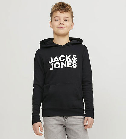 Jack & Jones Hættetrøje - Noos - JjeCorp - Black/JR/Large Print