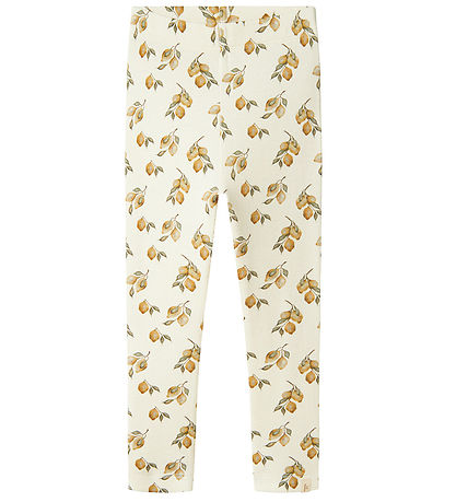 Lil' Atelier Leggings - Rib - NmfGavo - Turtledove/Lemon