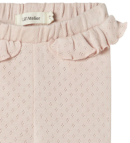 Lil' Atelier Leggings - NbfRachel - Peach Whip m. Hulmønster