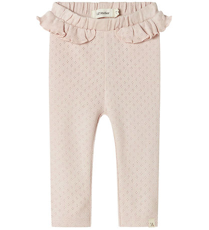 Lil' Atelier Leggings - NbfRachel - Peach Whip m. Hulmønster