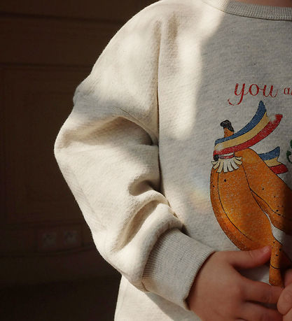 Konges Sløjd Sweatshirt - Loupy Lou - Lysegråmeleret m. Print