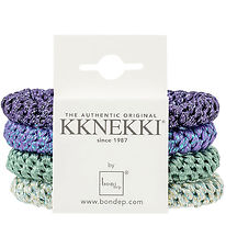 Kknekki Hårelastikker - 4-pak - Lilla/Grøn Glitter