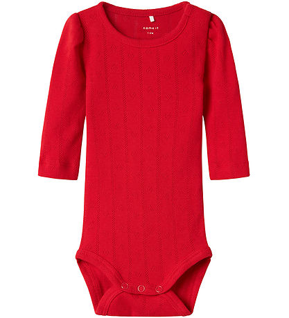 Name It Body l/æ - NbfDagnes - Chinese Red m. Hulmønster