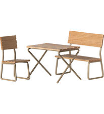 Maileg Miniature Havesæt - Bord med Stol og Bænk - Mus