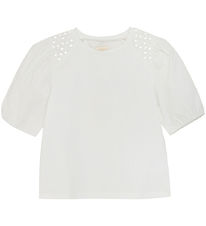 Creamie T-shirt  - Broderie Anglaise - Cloud m. Hulmønster