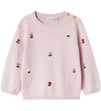 Name It Bluse - Strik - NbfFaflow - Light Lilac m. Blomster