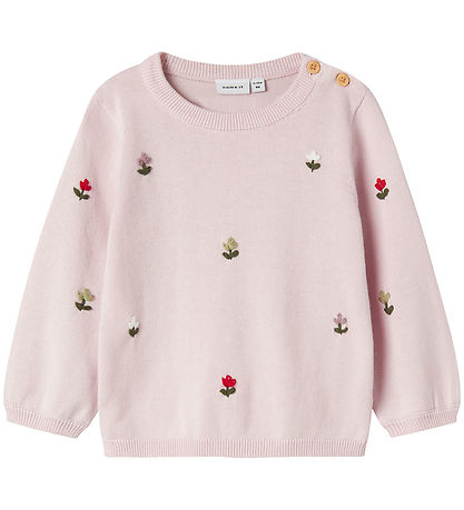 Name It Bluse - Strik - NbfFaflow - Light Lilac m. Blomster