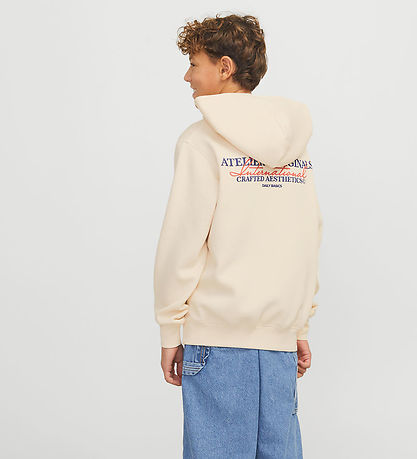 Jack & Jones Hættetrøje - JorIslington - Antique White m. Print