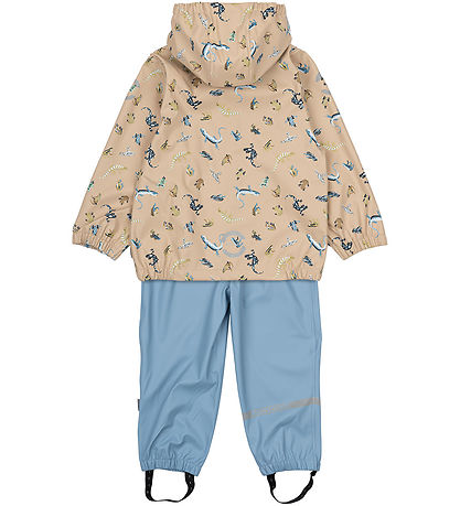 Mikk-Line Regntøj m. Seler - PU - Recycled - Faded Denim m. Magi