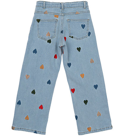 The New Jeans - TnNessa - Wide - Light Blue Denim m. Hjerter