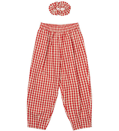 The New Bukser og Scrunchie - TnNally - Poppy Red Check