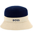 BOSS Bøllehat - Vendbar - Hvid/Sand/Navy
