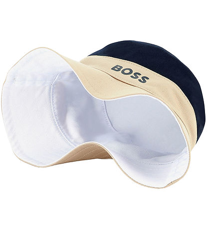 BOSS Bøllehat - Vendbar - Hvid/Sand/Navy