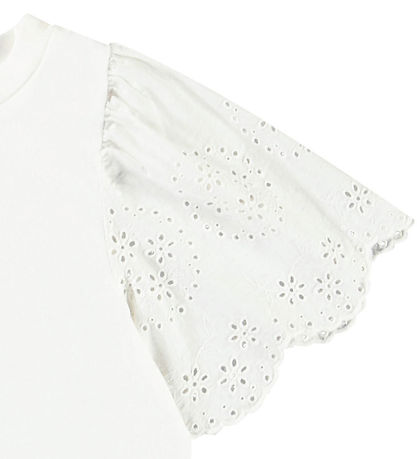 Molo T-shirt - Ritza - Crisp White m. Hulmønster