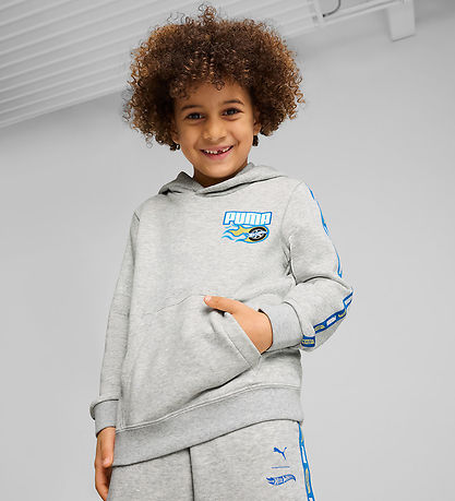 Puma x Hot Wheels Hættetrøje - Gråmeleret m. Blå