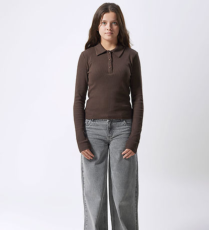 LMTD Polobluse - NlfRille - Rib - Chocolate Brown