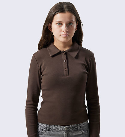 LMTD Polobluse - NlfRille - Rib - Chocolate Brown