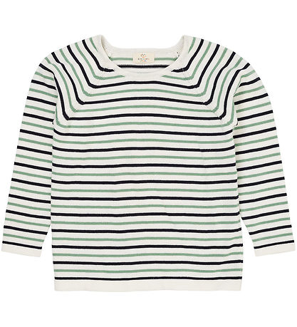 Copenhagen Colors Bluse - Strik - Cream Navy/Green Comb