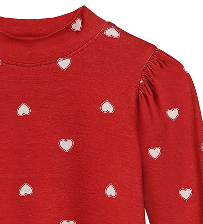 Fliink Bluse - Kelly - Puff - Pompeian Red/Beige Hjerte