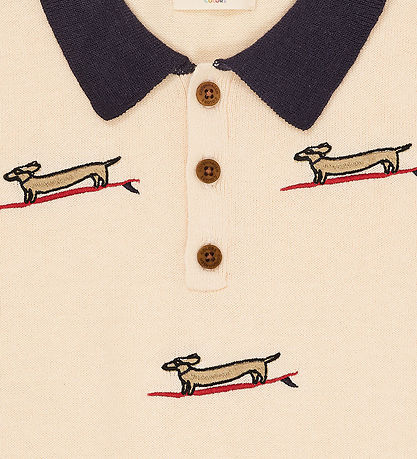 Copenhagen Colors Polo - Strik - Cream/Navy Comb