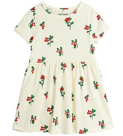 Mini Rodini Kjole - Lingonberries - Off White