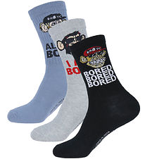 LMTD Strømper - 3 Pack - NlmAbris - Black/3p SORT+FLINT STONE+LY