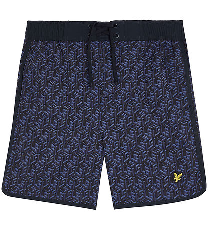 Lyle & Scott Badeshorts - Dark Navy m. Print