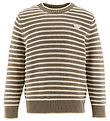 Emporio Armani Bluse - Strik - Hvid/Brunstribet