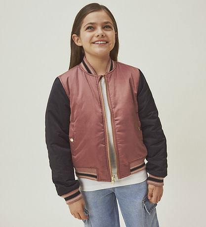Name It Bomberjakke - Vendbar - NkfMariska - Sort/Rosa m. Leopri