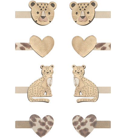 Mimi & Lula Hårclips - 8-pak - 3 cm - Larry Leopard