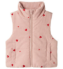 Name It Dynevest - Fløjl - NmfMimosa - Pale Mauve m. Hjerter