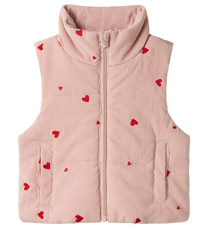 Name It Dynevest - Fløjl - NmfMimosa - Pale Mauve m. Hjerter
