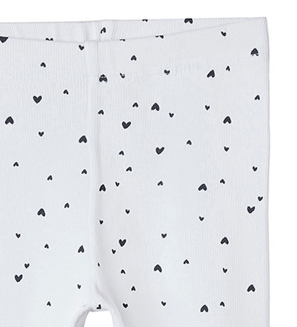 Name It Leggings - Rib - NmfVemia - Bright White/Hearts