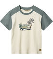 Wheat T-shirt - Hector - Ivory/Støvet Grøn m. Print