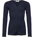 Rosemunde Cardigan - Rib - Balta - Navy m. Blonder